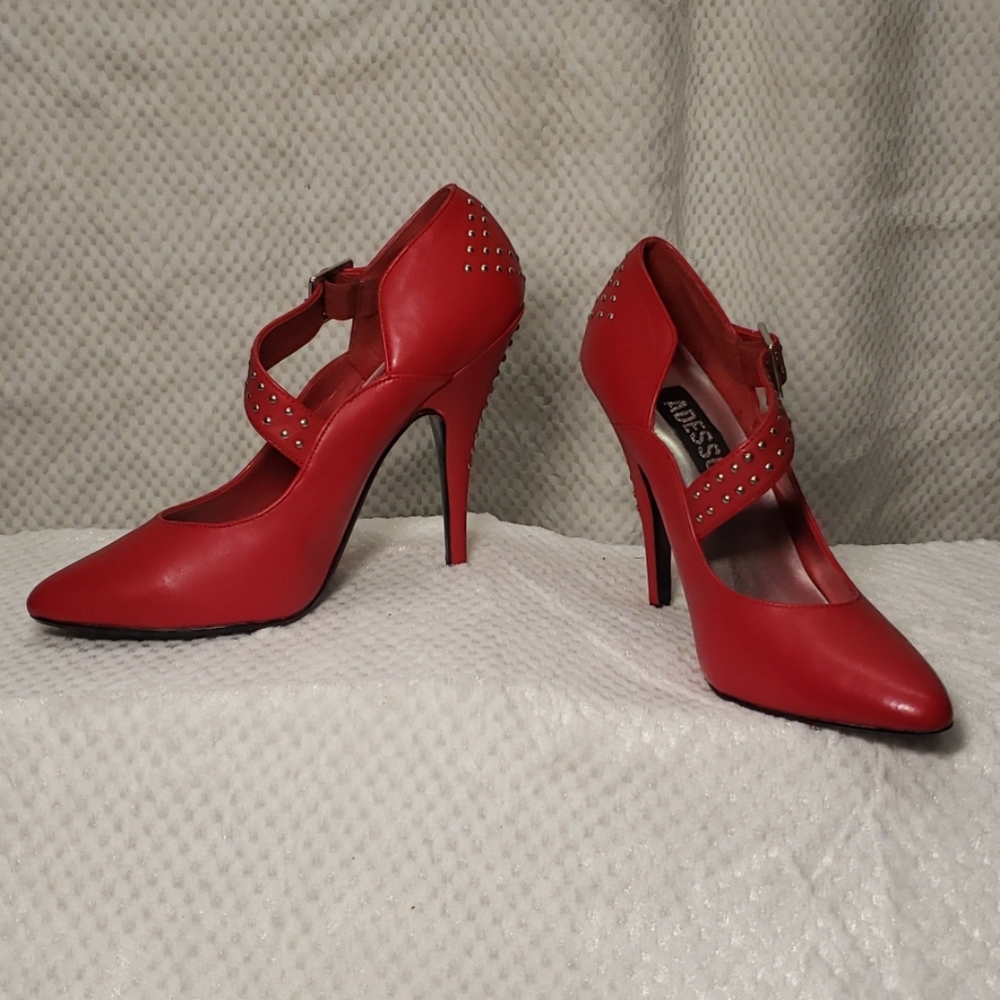 Red Stiletto Heels w/ Studded Accents by Adesso